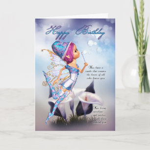 Fairy Birthday Card - Fairy Blowing Bubbles Birthd