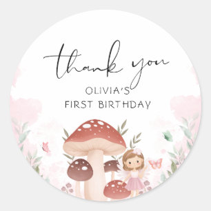 Fairy Birthday, Enchanted Whimsical Garden Forest  Classic Round Sticker