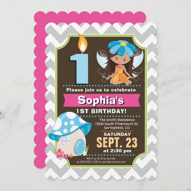Fairy Birthday Invitation Girl (Front/Back)