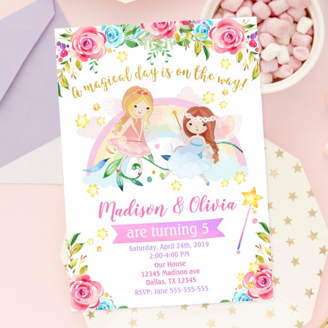 Fairy Birthday Invitation / Joint Twins Party (Creator Uploaded)