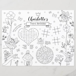 Fairy Birthday Party Colouring Placemat