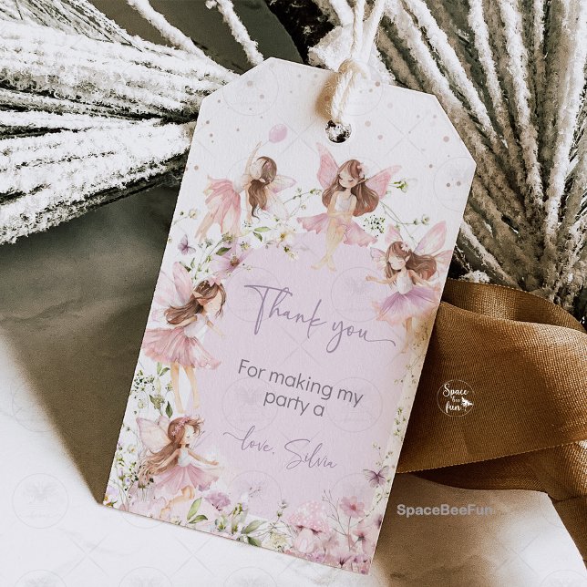 Fairy Birthday Party  Gift Tags (fairy birthday invitation, gift tag,garden boho birthday invite, pink fairy birthday invite, enchant)