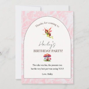 Fairy Birthday Party Vertical Thank You Card