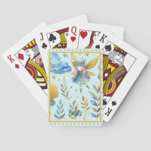 Fairy Birthday Teal Gold Pink Princess Fairytale Playing Cards