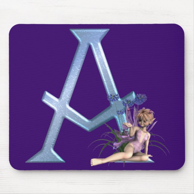 Fairy Blue Monogram A Mouse Pad (Front)