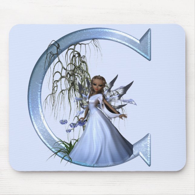 Fairy Blue Monogram C Mouse Pad (Front)