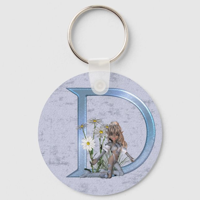 Fairy Blue Monogram D Key Ring (Front)