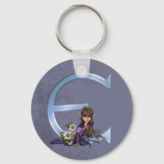 Fairy Blue Monogram E Key Ring
