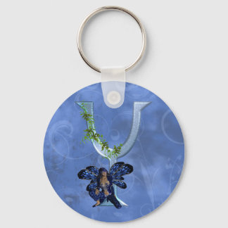 Fairy Blue Monogram Y Key Ring