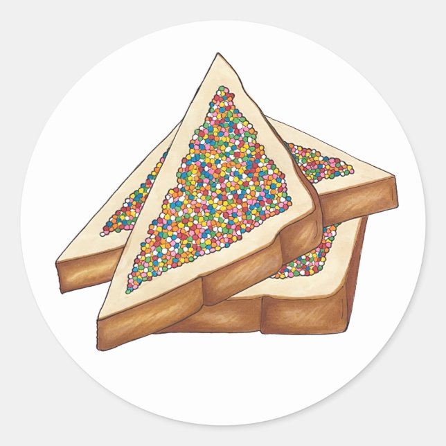 Fairy Bread Hundreds and Thousands Australian Food Classic Round Sticker (Front)