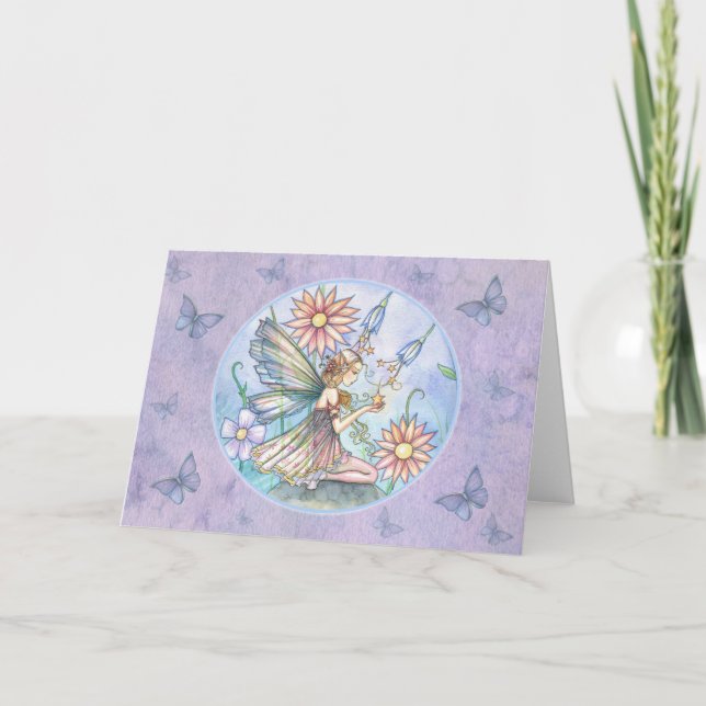Fairy Butterfly Blank Card by Molly Harrison (Front)