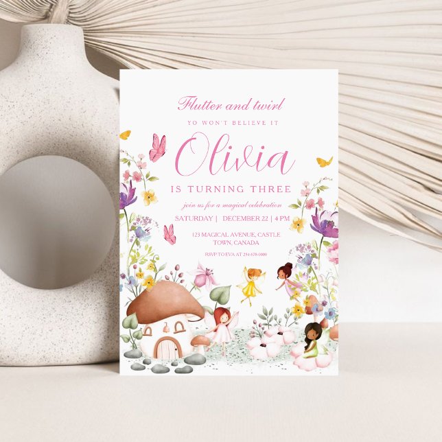  Fairy Butterfly Garden Pixie Girls Flowers Invitation (Creator Uploaded)