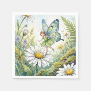 Fairy Butterfly In a Daisy Garden Napkin