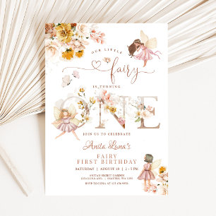 Fairy Butterfly Magical Wildflower 1st Birthday Invitation