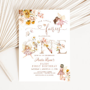 Fairy Butterfly Magical Wildflower 1st Birthday Invitation