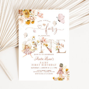 Fairy Butterfly Magical Wildflower 1st Birthday Invitation