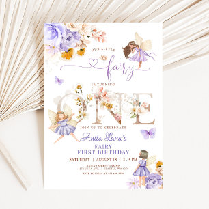 Fairy Butterfly Magical Wildflower 1st Birthday Invitation