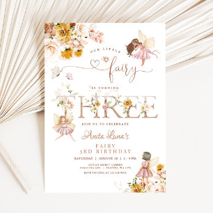 Fairy Butterfly Magical Wildflower 3rd Birthday Invitation