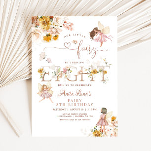 Fairy Butterfly Magical Wildflower 8th Birthday Invitation