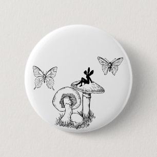 Fairy butterfly mushroom button