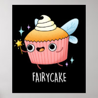 Fairy Cake Funny Cupcake Pun Dark BG