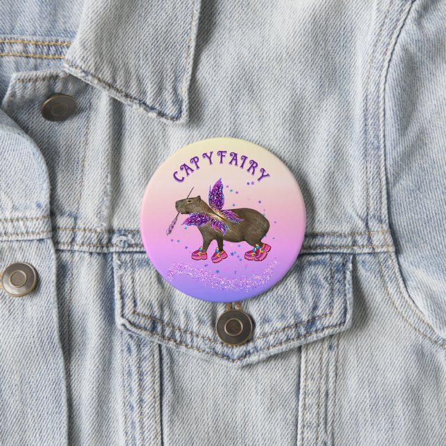 Fairy Capybara Magic 7.5 Cm Round Badge (In Situ)