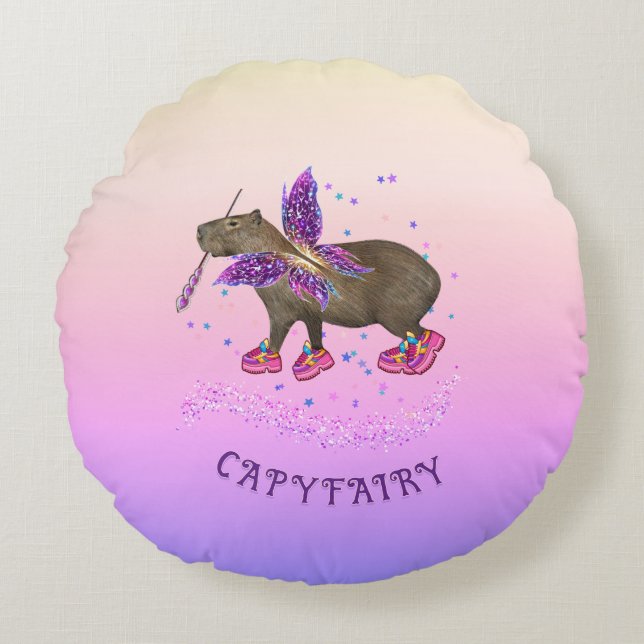 Fairy Capybara Magic Round Cushion (Front)