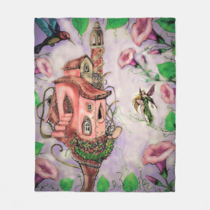 Fairy Castle with Hummingbird Fleece Blanket