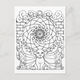 Fairy Cat and Rose Window Postcard