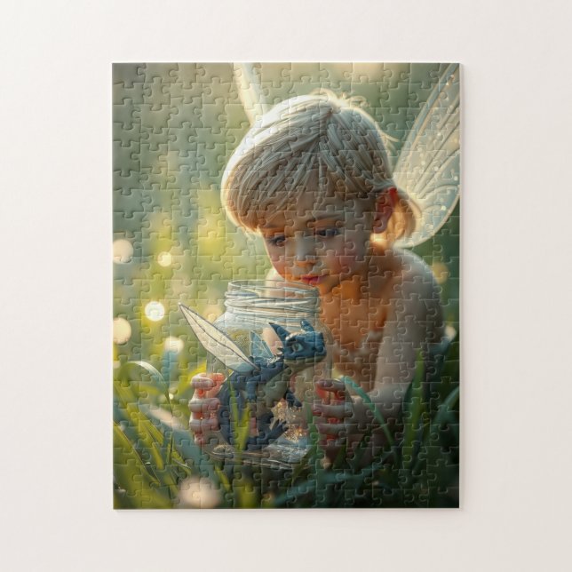 Fairy caught a baby dragon jigsaw puzzle (Vertical)