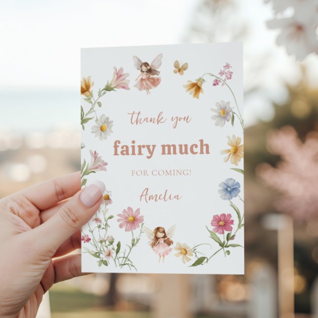 Fairy Colourful Widflower Girl 1st Birthday Thank You Card (Creator Uploaded)