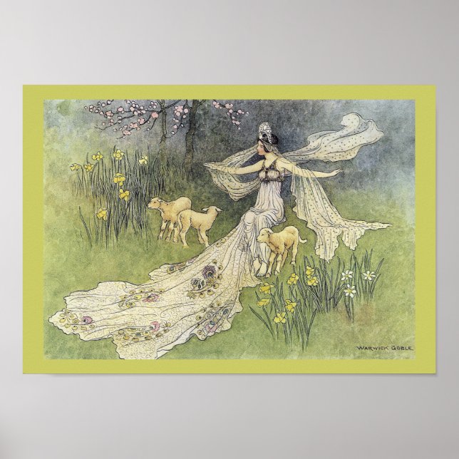 Fairy Coquette and Lambs by Warwick Goble Poster (Front)