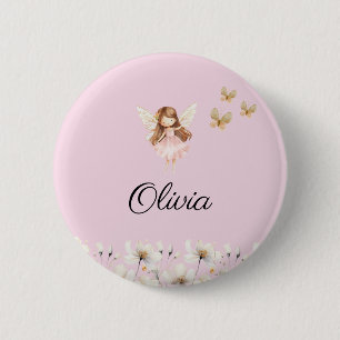 Fairy Cute Garden Enchanted Personalised Name 6 Cm Round Badge