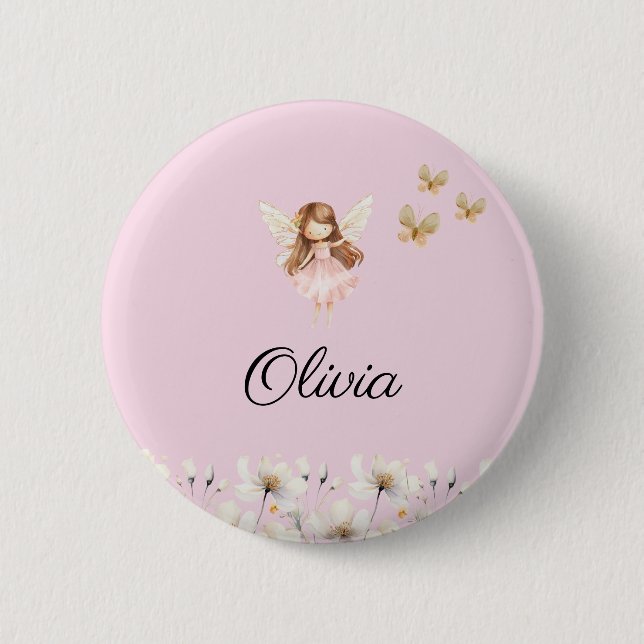 Fairy Cute Garden Enchanted Personalised Name 6 Cm Round Badge (Front)