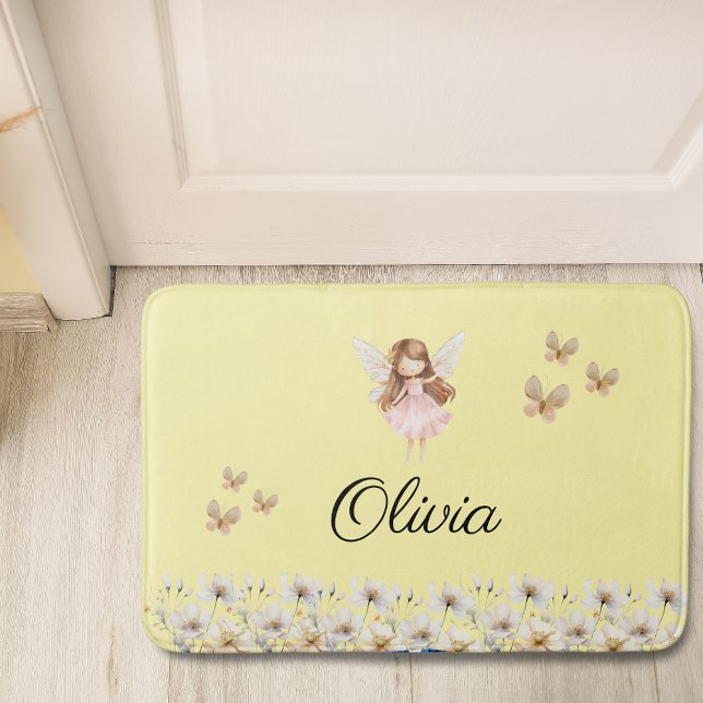 Fairy Cute Garden Enchanted Personalised Name Bath Mat (Creator Uploaded)