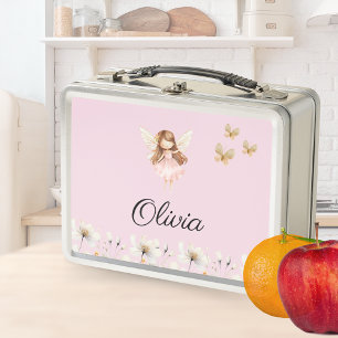 Fairy Cute Garden Enchanted Personalised Name Metal Lunch Box
