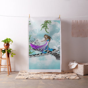 Fairy, dancing on a piano fabric