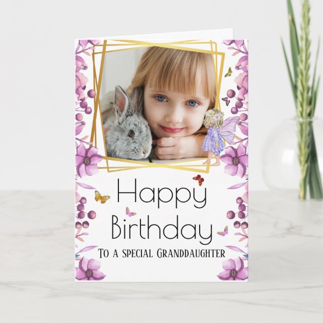 Fairy DIY photo butterfly garden birthday Card (Front)