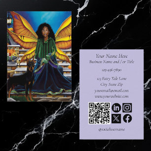 Fairy Doberman Dog business card witch socials