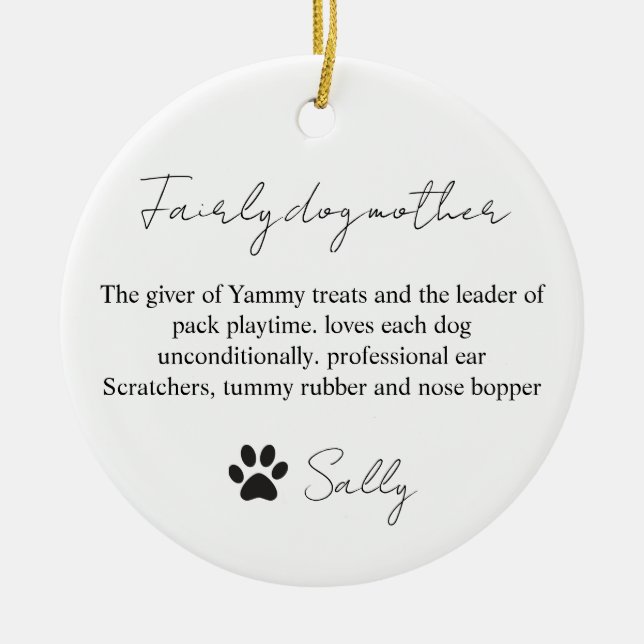 Fairy Dogmother Definition Ornament - Gift Idea fo (Front)