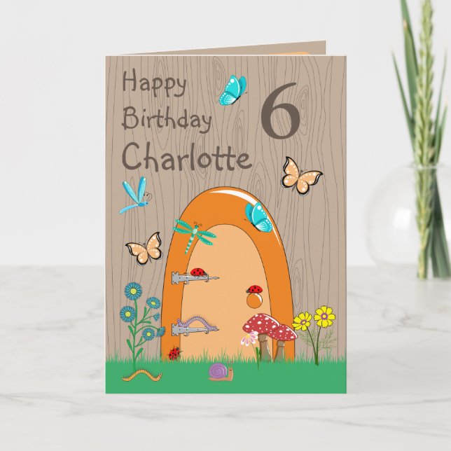 Fairy Door Happy Birthday Folded Greeting Card (Front)