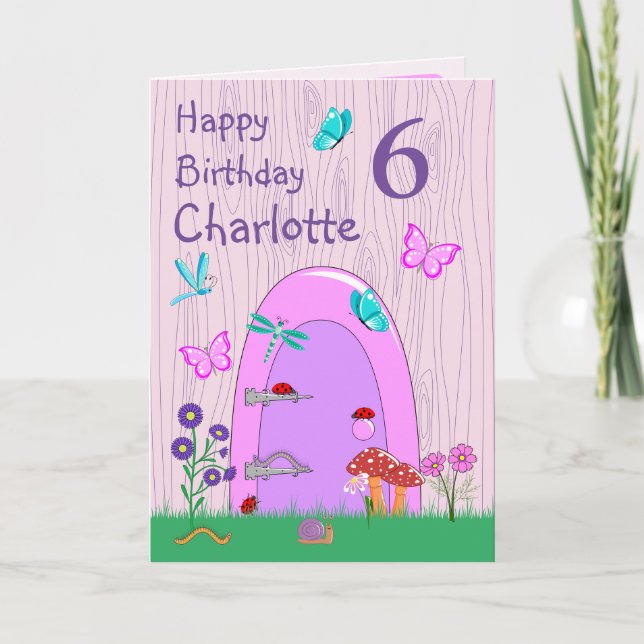 Fairy Door Happy Birthday Folded Greeting Card (Front)