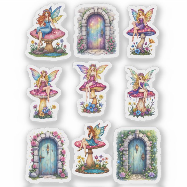 Fairy door vinyl sticker sheet (Front)