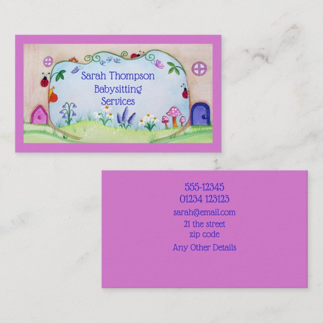 Fairy Doors Babysitting Services Business Card (Front/Back)