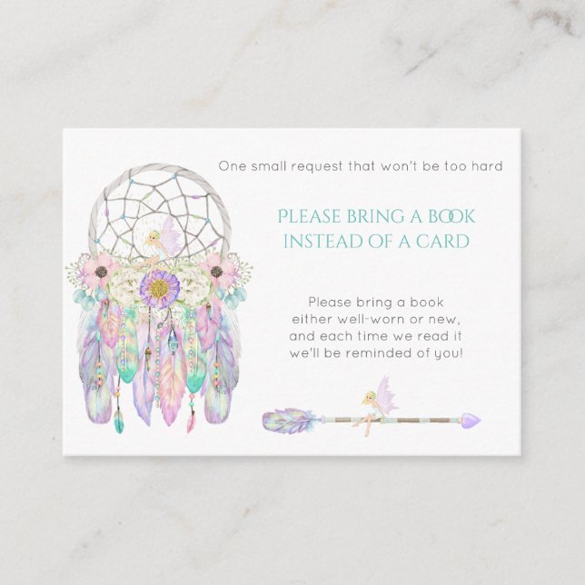 Fairy Dream Catcher Baby Shower Book Request Enclo Enclosure Card (Front)