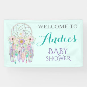 Fairy Dream Catcher Boho Feathers Pastels Banner