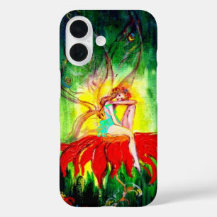 FAIRY DREAMING ON THE RED  FLOWER green yellow iPhone 16 Case