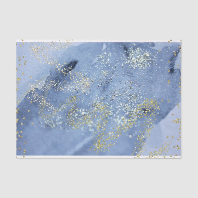 Fairy Dusted Blue Watercolor Cloud Tissue Paper (Front)