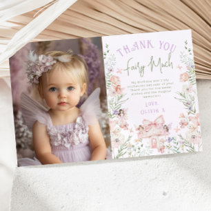 Fairy Enchanted Birthday Photo Thank you card