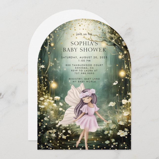Fairy Enchanted Forest Baby Shower Invitation (Front/Back)